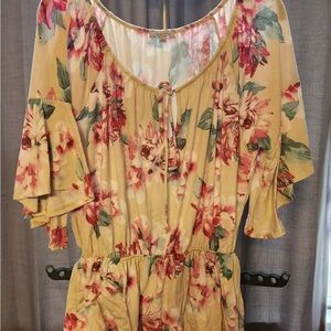 White Birch Floral Blouse with Ruffle Sleeves